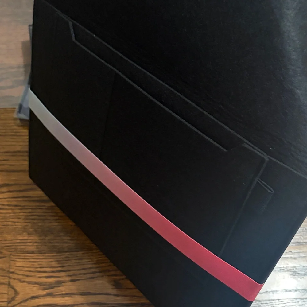 Black Laptop Sleeve with Red and White Stripe
